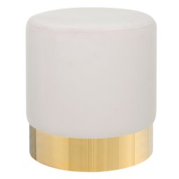 Pouf Rosa Samtstoff rund 39 cm Sockel Fuß Gold Metall Barock Deko Ottomane Sitzpouf für Schminktisch, Wohn-, Schlaf- und Ankleidezimmer