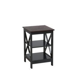 Beistelltisch Schwarz 40 x 40 cm MDF Tischplatte Matt Lackierte Tischgestell X förmige Seitenstreben Quadratisch Modern