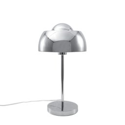 Tischlampe Silber Metall 44 cm runder Schirm Kabel mit Schalter Industrie Look