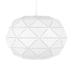 Hängeleuchte Weiß Metall mit Schirm in Kugelform gemoetrisches Design Lochmuster Shabby Chic Vintage Stil