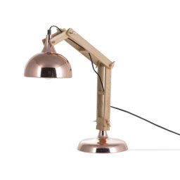 Büroleuchte Kupfer Metall und Holz 53 cm Arm und Schirm verstellbar Kabel mit Schalter Industrie Look