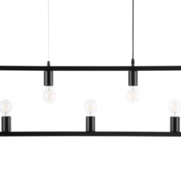 Hängeleuchte Schwarz Metall 5-flammig mit Schirm in geometrischer Form Glühbirnen-Optik Industrie Stil