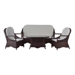 MiaMöbel Rattan Garnitur 'Casablanca' – Set 100% Baumwolle, Rattan Landhaus