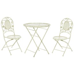 Bistroset hellgrün Metall 2er Balkon Terrasse Zusammenklappbar Garten romantisch