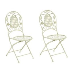 Gartenstuhl Hellgrün Metall 2er Set zusammenklappbar Balkon Terrasse Garten romantisch