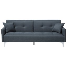 Sofa Dunkelblau Polsterbezug 3-Sitzer Schalffunktion Klassisch Zierkissen Wohnzimmer