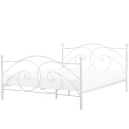 Metallbett Weiß 160 x 200 cm Mit Lattenrost Metall Verzierungen Romantisch Klassisch