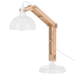 Büroleuchte Weiß Holzgestell und Schirm verstellbar langes Kabel mit Schalter Moderner Look