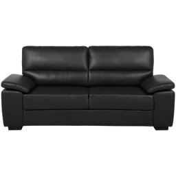 Sofa Schwarz Kunstleder 3-Sitzer Zeitgenössisch Wohnzimmer