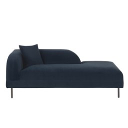Chaiselongue Marineblau Samtstoff Linksseitig Modernes Design Minimalistisch Retro Stil Dunkelblaue Relaxliege für Wohnzimmer Schlafzimmer