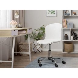 Arbeitshocker Weiß mit Rollen Kunstleder Bürostuhl Modern