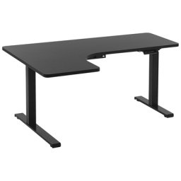 Schreibtisch linksseitig Schwarz Spanplatte 160x110 cm mit Metallgestell elektrisch höhenverstellbar L-Form Büro Arbeitszimmer Möbel
