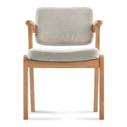 Stuhl AKORIA - Stuhl, Tweed in Sandbeige & helles Eichenholz