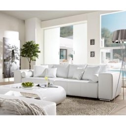 DELIFE Big-Sofa Marbeya 290x110 cm Weiss mit Schlaffunktion, Big Sofas