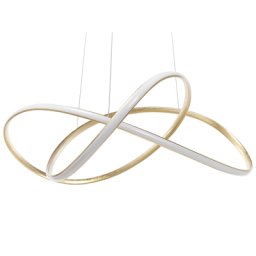 Hängelampe LED Gold Aluminium 120 cm Pendelleuchte geschwungene Form für Wohnzimmer für Salon für Essszimmer