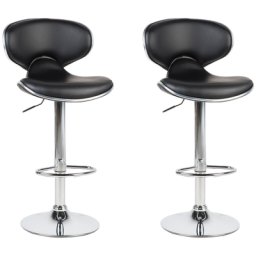 Trendy Barhocker 2er Set Schwarz Kunstleder Höhenverstellbar Modern