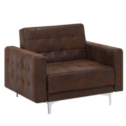 Sessel Braun Polsterbezug Metall Lederoptik Retro Stil verstellbare Rückenlehne Wohnzimmer