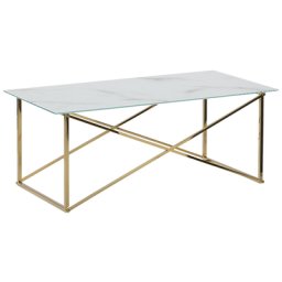 Couchtisch Weiß mit Gold 100 x 50 cm in Marmor Optik Rechteckig Modernes Design