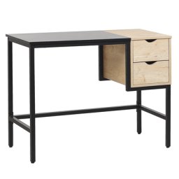 Schreibtisch Schwarz/Braun 100 x 48 cm rechteckig mit schwarzem Gestell aus pulverbeschichtetem Metall Industriell