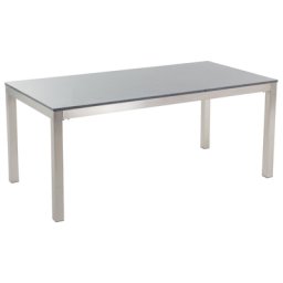 Gartentisch Schwarz/Silber Granit Edelstahl 180 x 90 cm Poliert Modern Outdoor