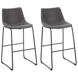 Stilvoller Barstuhl 2er Set Dunkelgrau Stoff/Metall 100 cm Retro