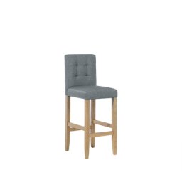 Barhocker Grau aus Polyester und Gummibaumholz mit hohe Rückenlehne Minimalistischer Skandinavischer Stil