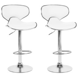 Trendy Barhocker 2er Set Weiß / Silber mit Kunstleder Höhenverstellbar Modern