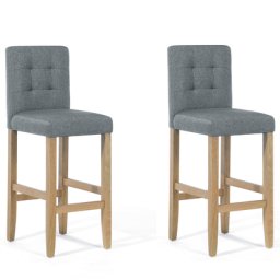 Barhocker Grau 2er Set Polsterbezug Rechteckig Luxuriös Modern