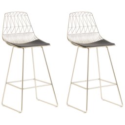 Moderner Barstuhl 2er Set mit Kissen Gold Rückenlehne 115 cm Industriell