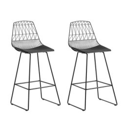 Moderner Barstuhl 2er Set mit Kissen Schwarz Rückenlehne 113 cm Industriell