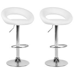 Trendy Barhocker Weiß / Silber Kunstleder Höhenverstellbar Drehbar Modern