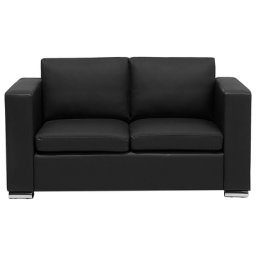 Sofa Schwarz Spaltleder 2-Sitzer Minimalistisch Wohnzimmer