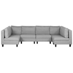 Sofa Hellgrau Polsterbezug U-Förmig 6-Sitzer Modulsofa Wohnlandschaft Modern Wohnzimmer