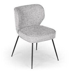 Stuhl WAYNE - Polsterstuhl, Tweed in Grau & schwarzes Metall
