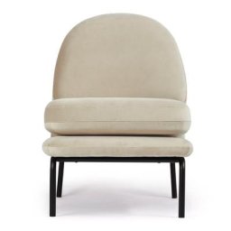 Design-Sessel HOXTON - Sessel, Samt in Macadamia Taupe & schwarzes Metall