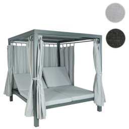 Lounge-Gartenliege HWC-J66, XL Sonnenliege Bali-Liege Doppelliege Outdoor-Bett, 10cm-Polster aus Olefin Alu ~ Variantenangebot