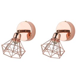 Wandleuchte Kupfer Metall 2er Set verstallbar Diamant Form Industrie Look Moderne Wandlampe