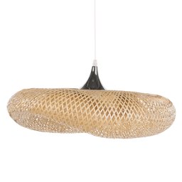 Hängeleuchte Hellbraun 118 x 64 cm aus Bambusholz und Metall geschwungene Form für Wohnzimmer Esszimmer Modernes Design