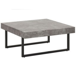 Couchtisch Grau Schwarz 75 x 75 cm MDF-Platte Eisen Pulverbeschichtet Tischplatte Betonoptik Quadratisch Industriell