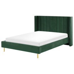 Polsterbett Grün 140 x 200 cm Samtstoff Mit Lattenrost Glamour Doppelbett Königsbett Ehebett Schlafzimmer Elegant Modern