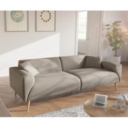 DELIFE Sofa Svea Mikrofaser Beige 220x90 cm 3-Sitzer, 2 & 3 Sitzer