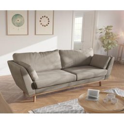 DELIFE Sofa Mena Mikrofaser Beige 225x90 cm 3-Sitzer, 3 Sitzer