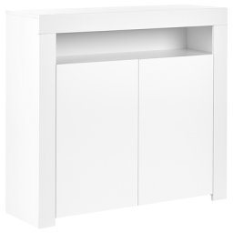 Sideboard Weiß MDF u. Faserplatte Halbhoch Schmal mit LED-Beleuchtung Schränken Fach Modern Konsolentisch Schlafzimmer Wohnzimmer Aufbewahrung