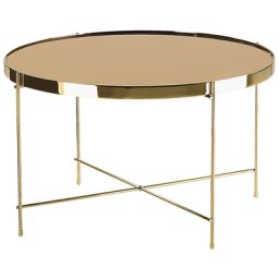 Kaffeetisch Gold/Goldbraun Glas Eisen rund ⌀ 63 cm Klassisch Elegant Multifunktional Wohnzimmer