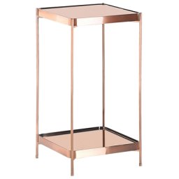 Beistelltisch Kupferton Metall Glas 29 x 29 cm Klassisch Elegant Multifunktional Wohnzimmer
