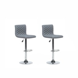 Eleganter Barstuhl 2er Set Grau Stoff Höhenverstellbar Rückenlehne Modern
