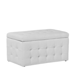 Hocker Weiß Kunstleder Rechteckig mit Stauraum Deckel Steppung Modern Sitzbank Bettbank Fußbank Fußhocker Schemel Schlafzimmer Wohnzimmer