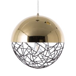 Hängeleuchte Gold Metall Schirm in Kugelform mit Netz-Optik in Schwarz Minimalistischer Stil