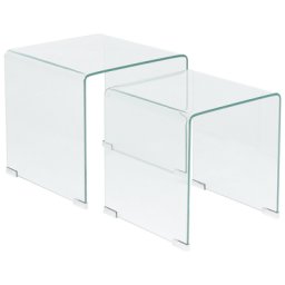 Beistelltisch 2er Set Transparent Sicherheitsglas Rechteckig Minimalistisch Modern