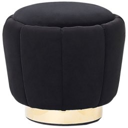 Pouf Schwarz/Gold Samtstoff/Metall Wohnzimmer Retro Glamour